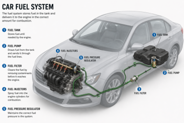 Picture of a car and the car fuel system